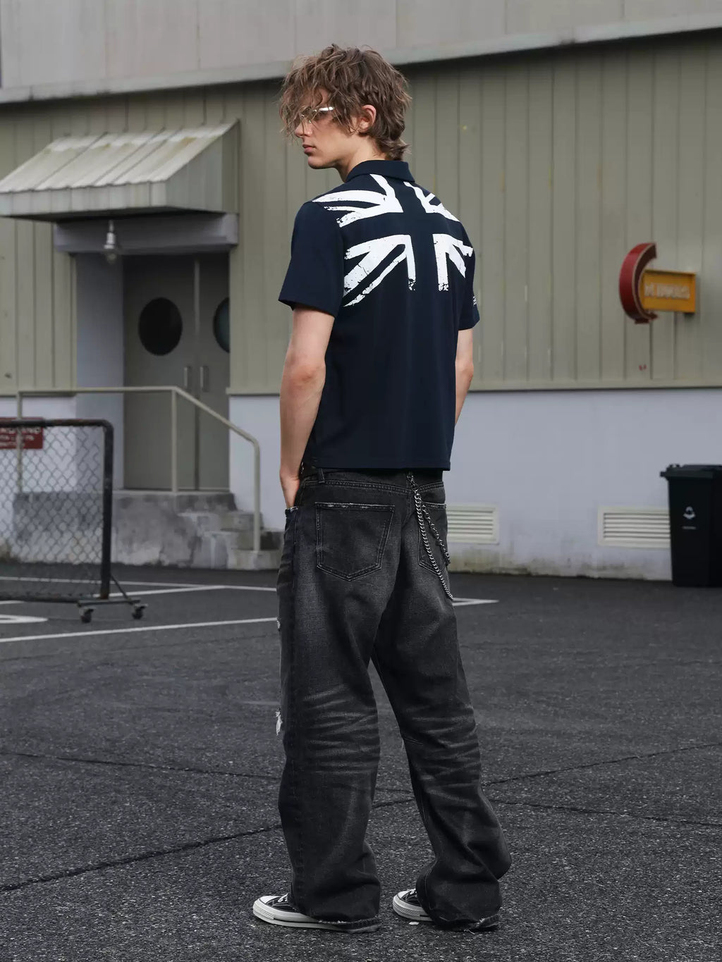 Vintage Navy Graphic Polo – Streetwear