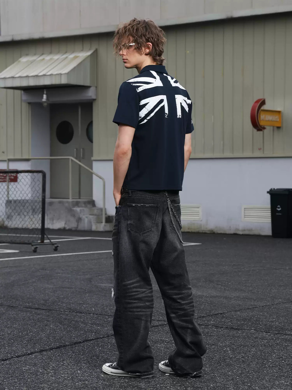 Vintage Navy Graphic Polo – Streetwear