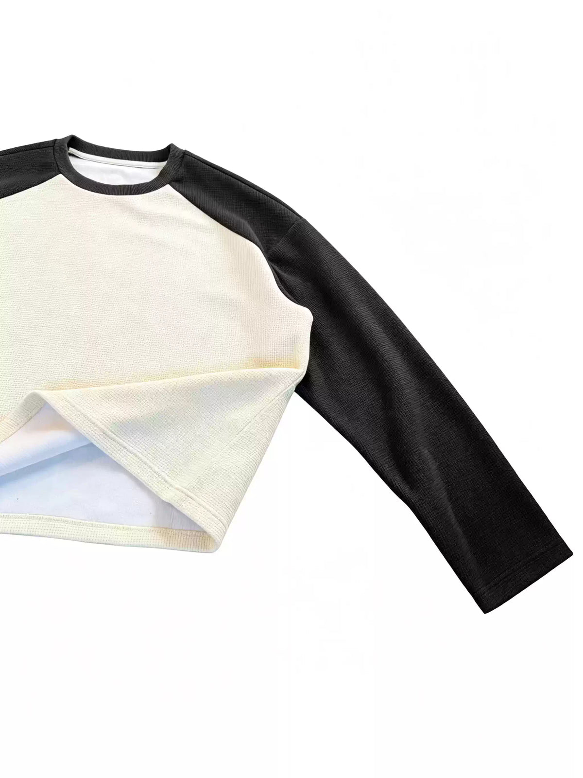 Contrast Raglan Long Sleeve Shirt – White & Black Streetwear