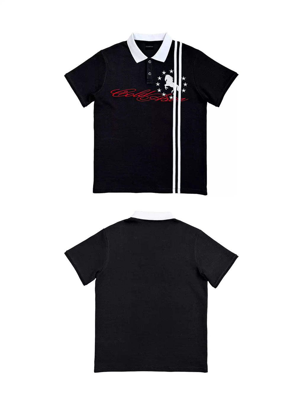 Racing Stripe Black Polo – Streetwear