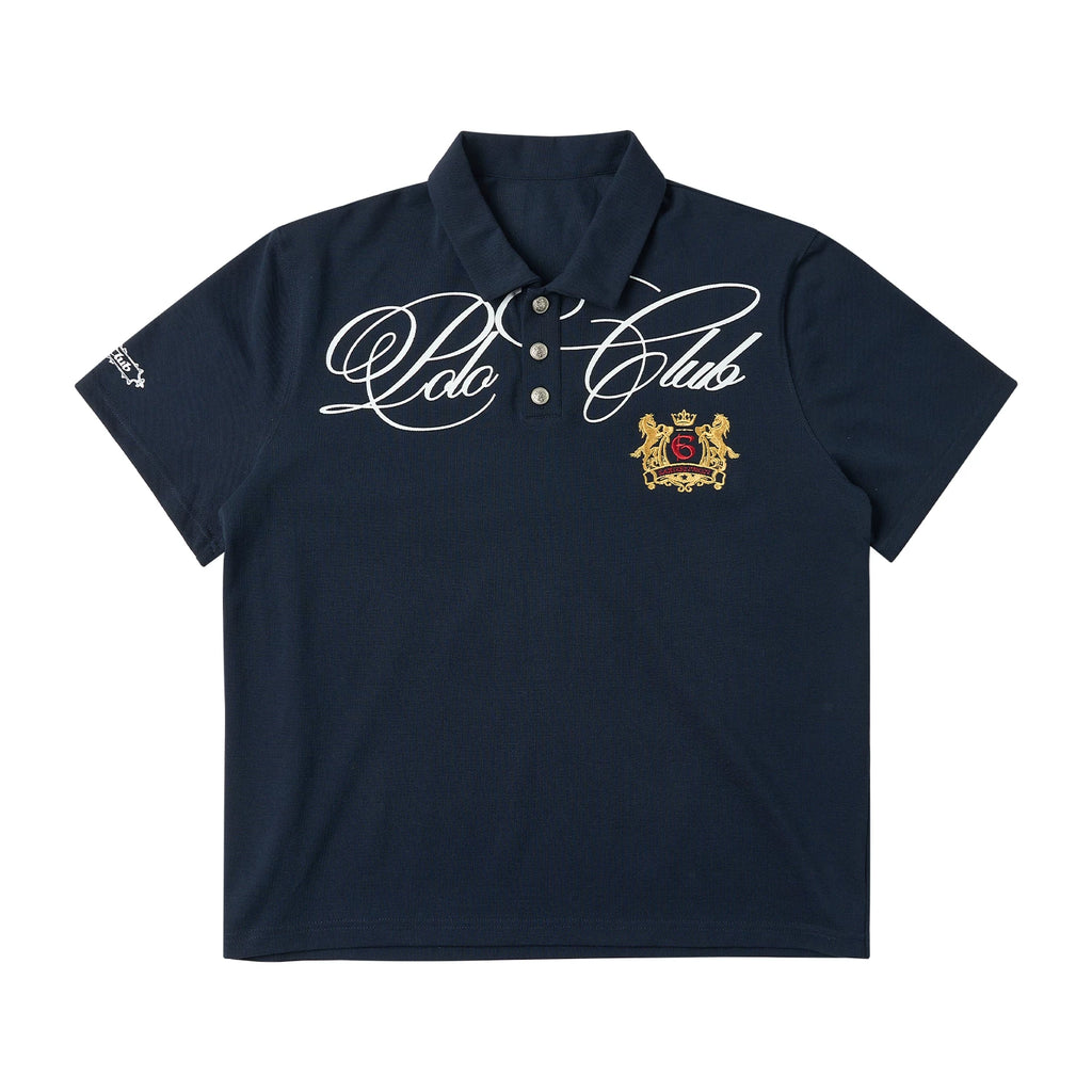 Vintage Navy Graphic Polo – Streetwear