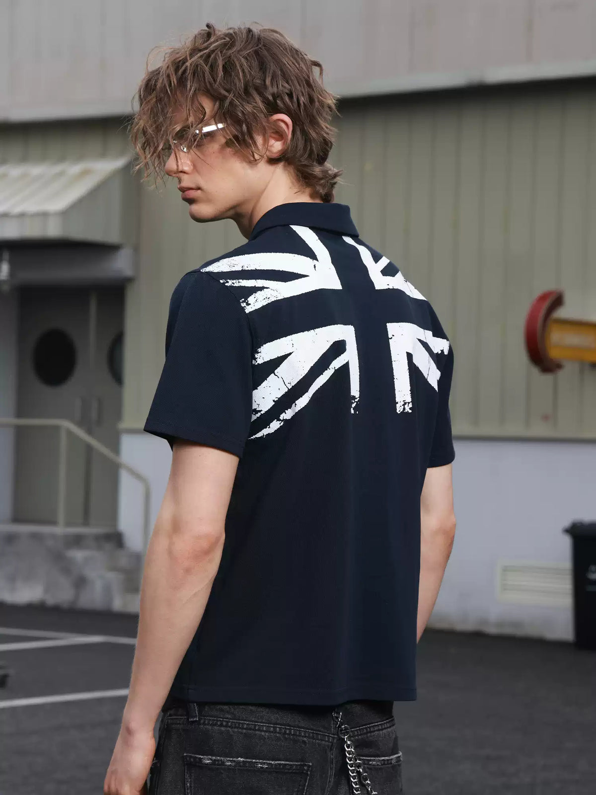 Vintage Navy Graphic Polo – Streetwear