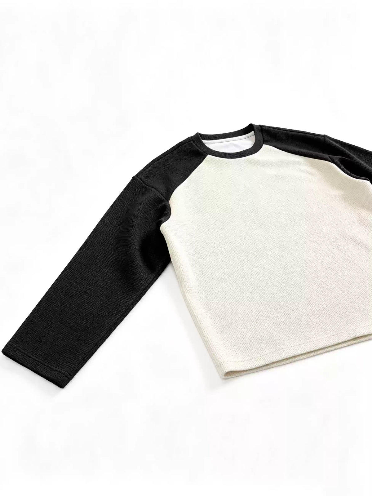 Contrast Raglan Long Sleeve Shirt – White & Black Streetwear
