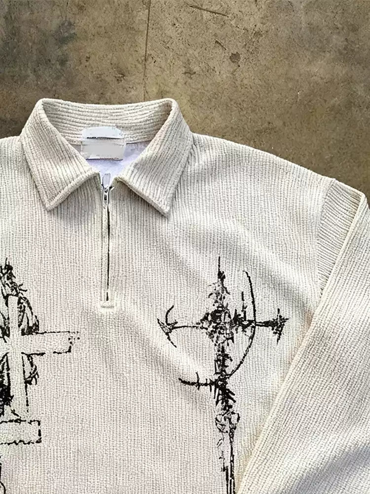 Cross Art Knit Streetwear Top