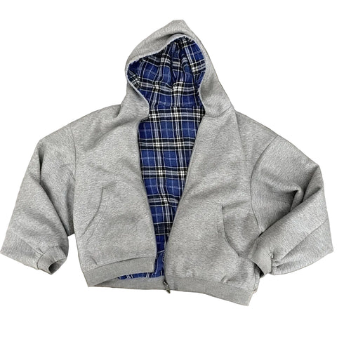 Grey Vintage Plaid Zip Hoodie – YONXBRAND