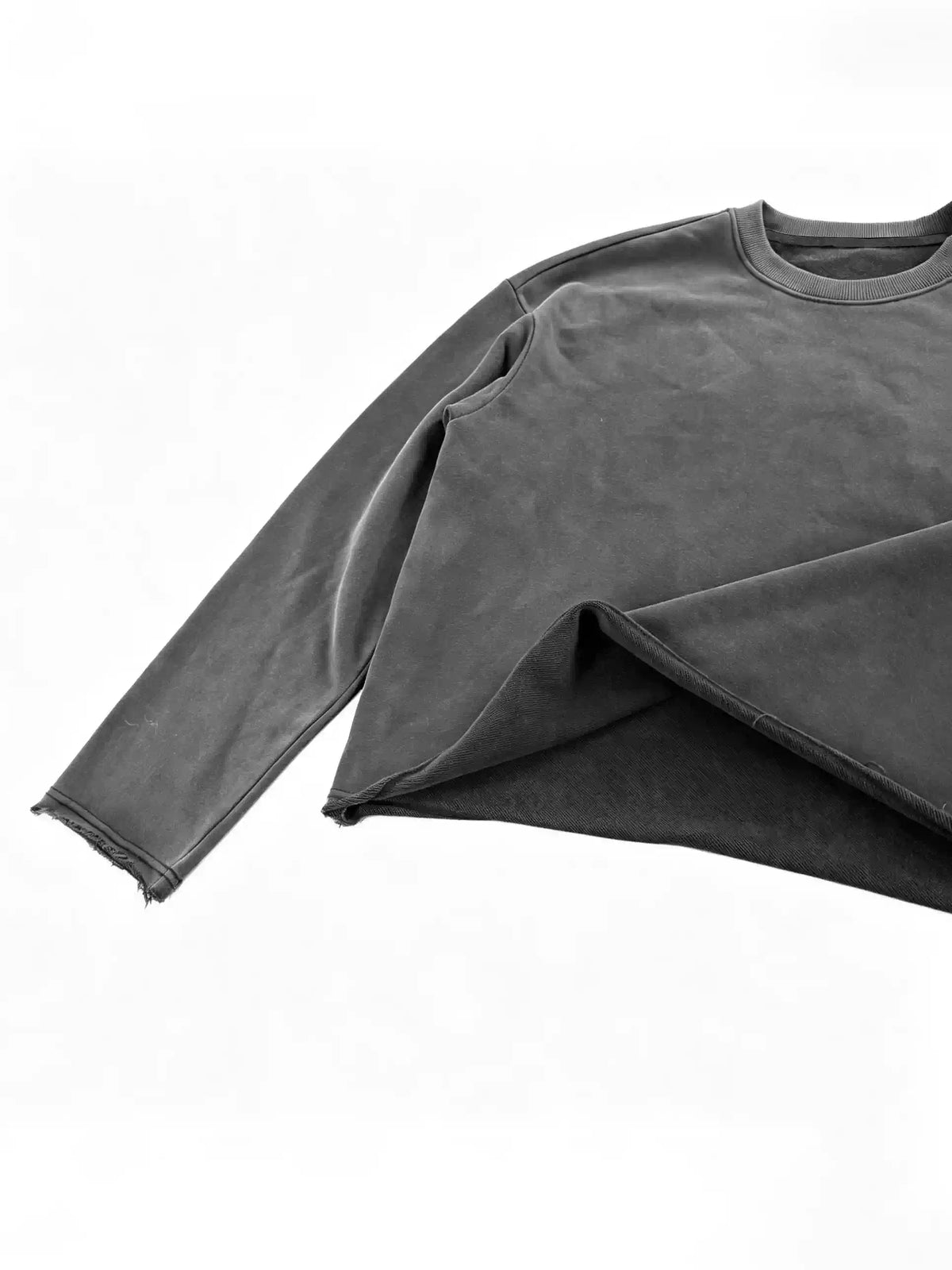 Washed Cropped Sweatshirt – Charcoal Grey Streetwear