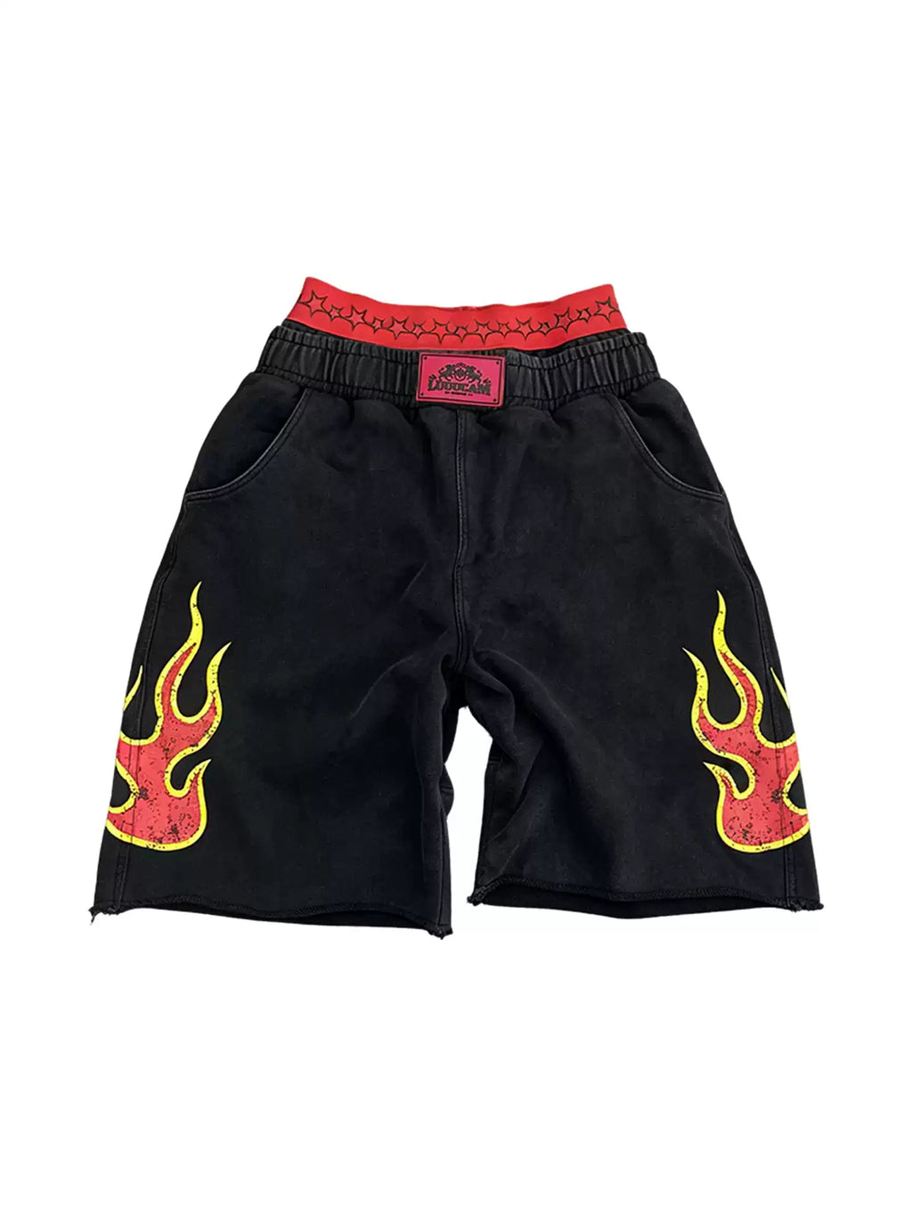 Flame Graphic Bermuda Shorts – Black Streetwear