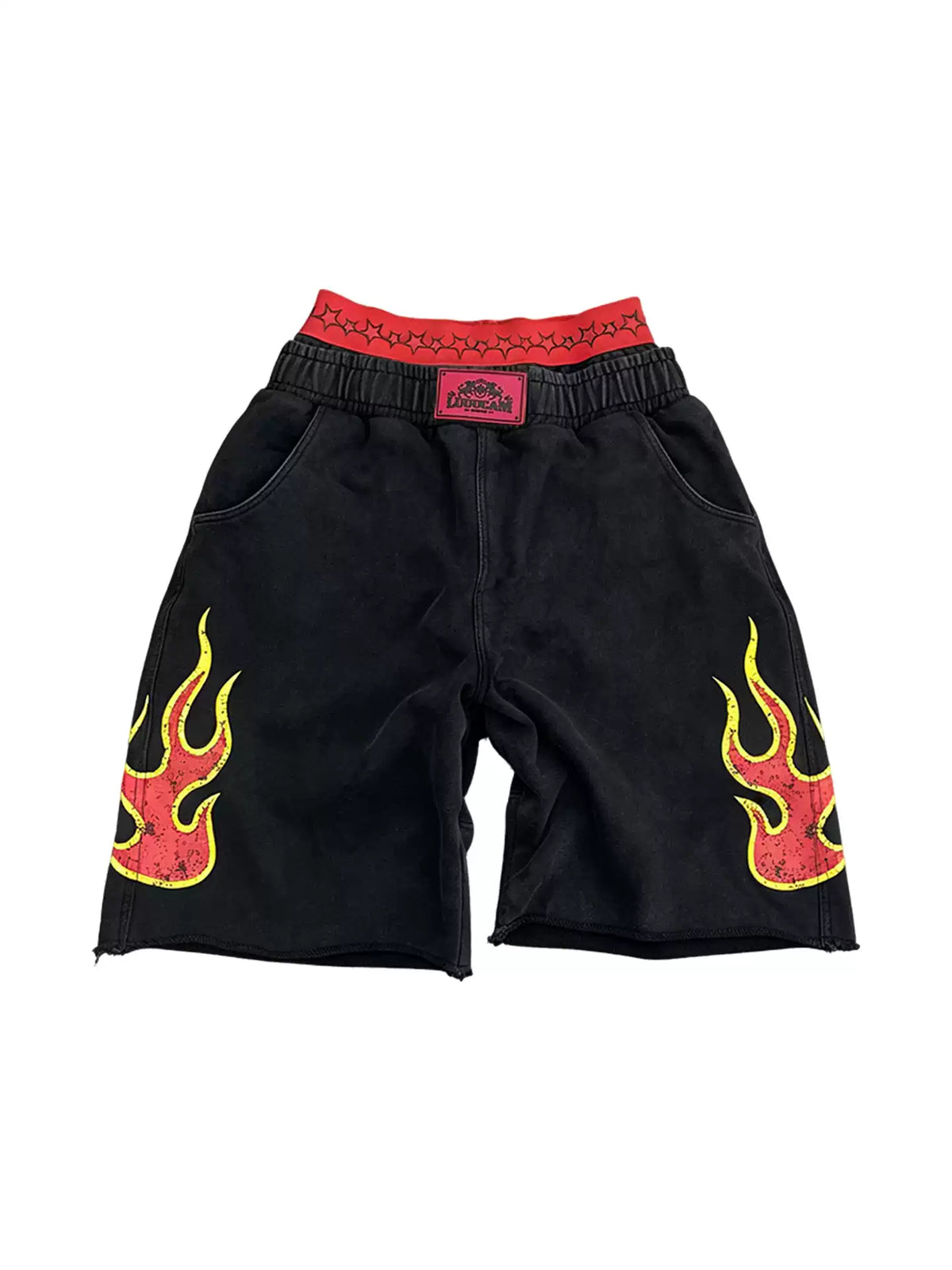 Flame Graphic Bermuda Shorts – Black Streetwear